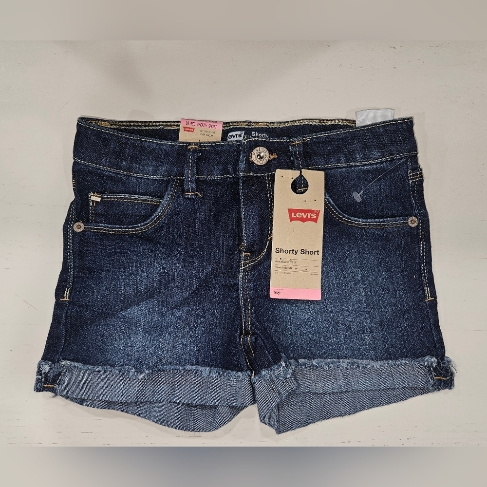 Levi's Blue Denim Shorts with Cuffed Hem